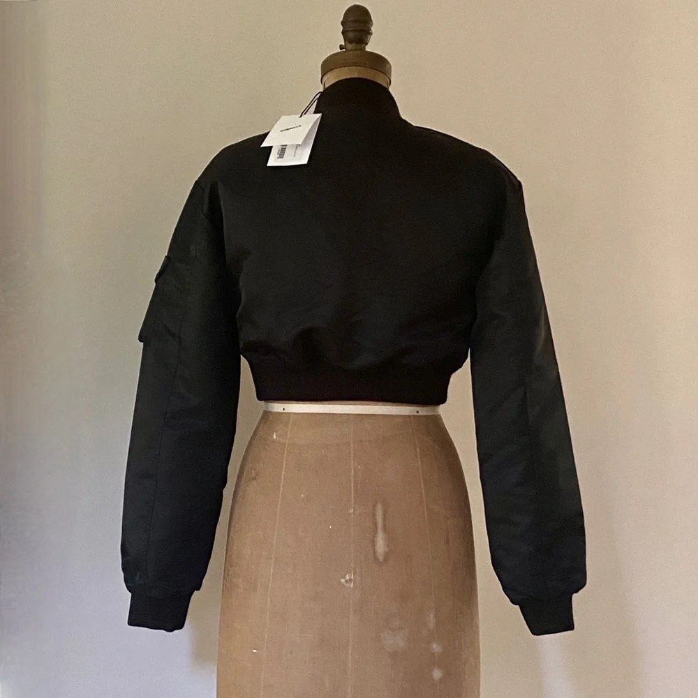 Coperni Cut-Out Cropped Shell Bomber Jacket Black New with Tags US 4 - Picture 11 of 15